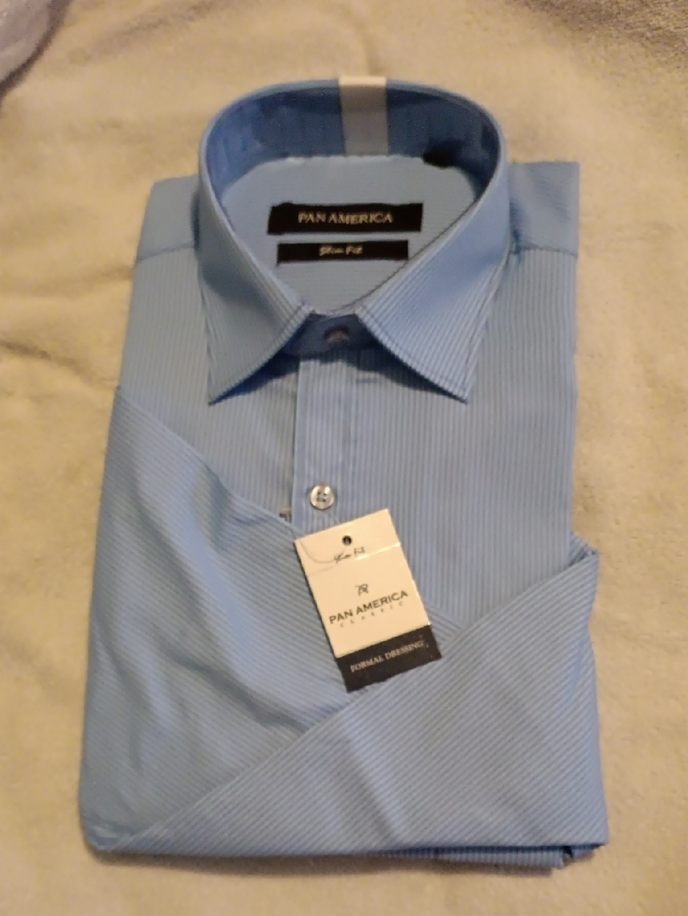 Men's Light Blue Dress Shirt - Slim Fit Vintage Pan America